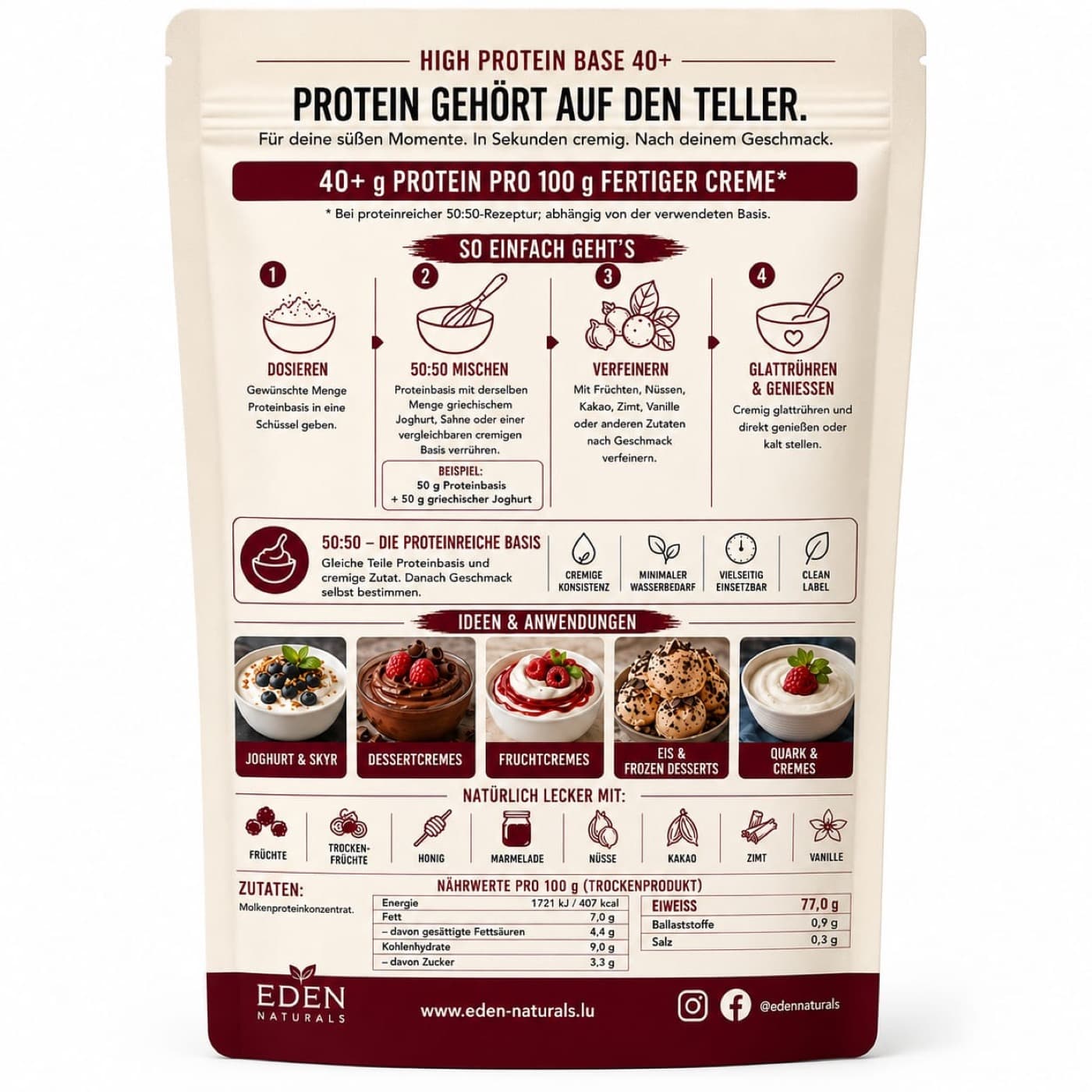Eden Naturals High Protein Base · Cremes & Desserts